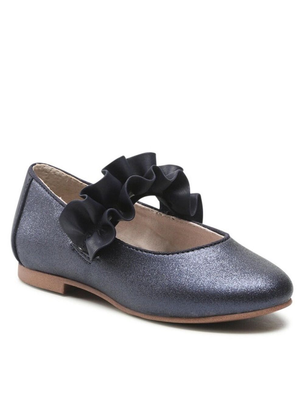 Size 7.5 Toddler Mayoral Glittery Blue Dress Shoes with Ruffle